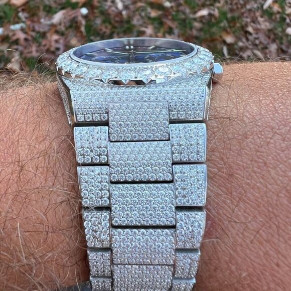 Moissanite Men's Perpetual Calendar Iced Hip-Hop Watch with 35ct Gemstones - Picture 10 of 10